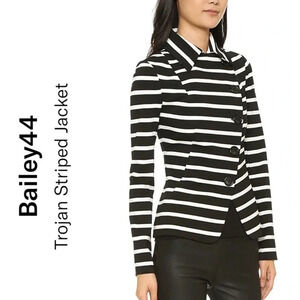 Bailey 44 Trojan Striped Asymmetrical Jacket Trench Blazer Size S